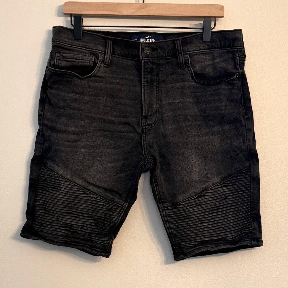Hollister Distressed Black Super Skinny Advanced Stretch Denim Shorts